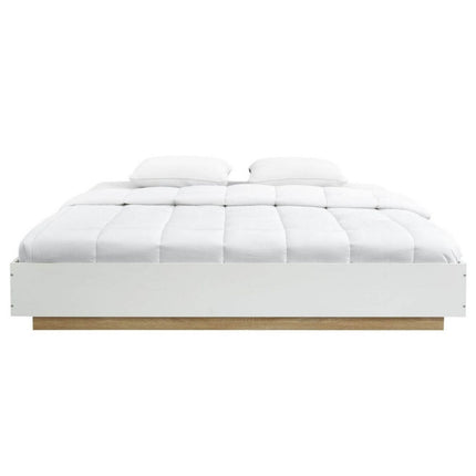 Aiden Industrial Contemporary White Oak Bed Base Bed Frame