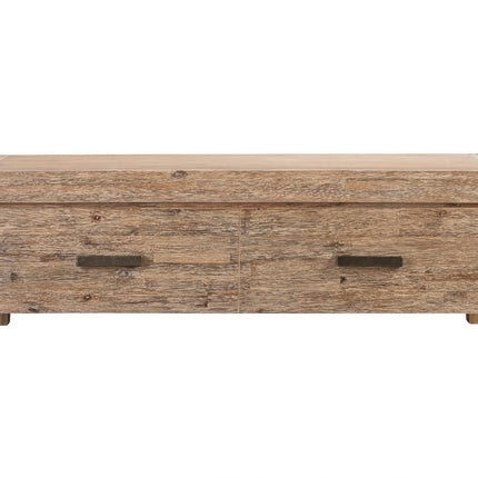Coffee Table Solid Acacia Wood & Veneer Frame 2 Drawers Storage Oak Colour
