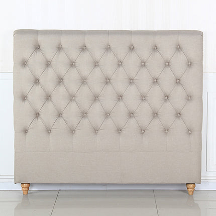 Bed Head King Size French Provincial Headboard Upholsterd Fabric Beige