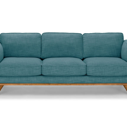 3 Seater Sofa Teal Fabric Lounge Set for Living Room Couch with Wooden Frame