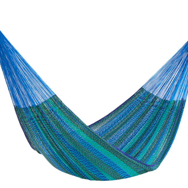Mayan Legacy Queen Size Cotton Mexican Hammock in Caribe Colour