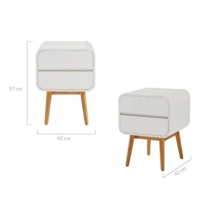 Merlin White Modern Retro Night Stand