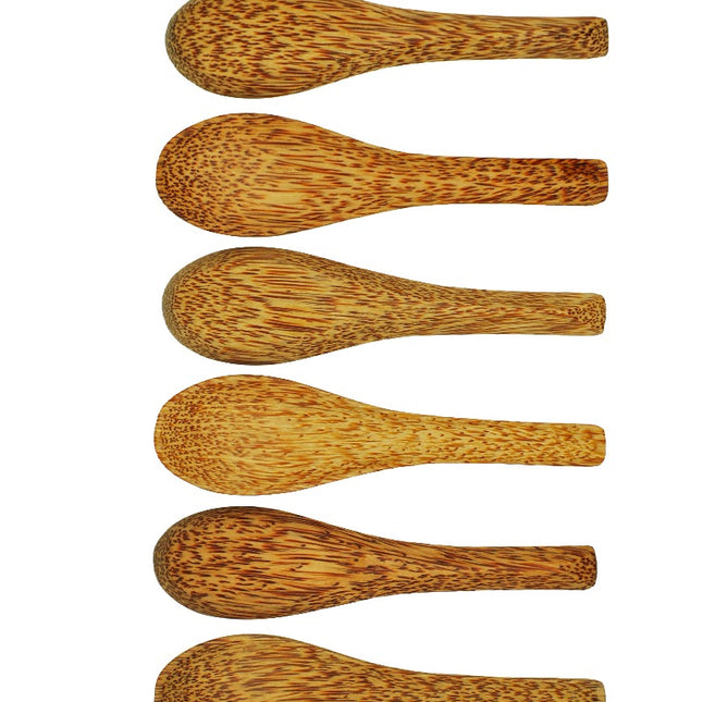 Set of 6 Dinning Coconut wooden Soup Spoons Natural