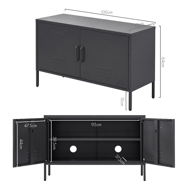 ArtissIn Buffet Sideboard Locker Metal Storage Cabinet - BASE Charcoal