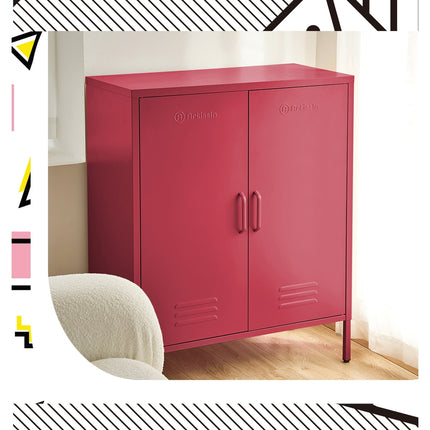 ArtissIn Buffet Sideboard Locker Metal Storage Cabinet - SWEETHEART Pink