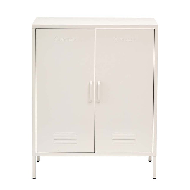 ArtissIn Sweetheart Metal Locker Storage Shelf Shoe Cabinet Buffet Sideboard White