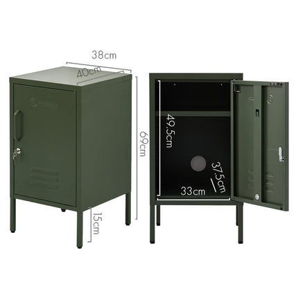 ArtissIn Metal Locker Storage Shelf Filing Cabinet Cupboard Bedside Table Green