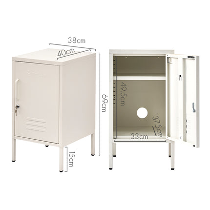 ArtissIn Metal Locker Storage Shelf Filing Cabinet Cupboard Bedside Table White