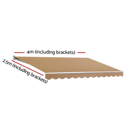 Instahut 4M x 2.5M Outdoor Folding Arm Awning - Beige