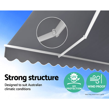 Instahut Retractable Folding Arm Awning Outdoor Sun Shade 4x3M Canopy PearlGrey