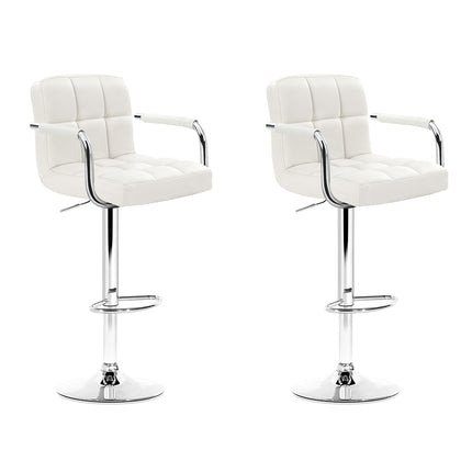 Artiss Set of 2 Bar Stools Gas lift Swivel - Steel and White
