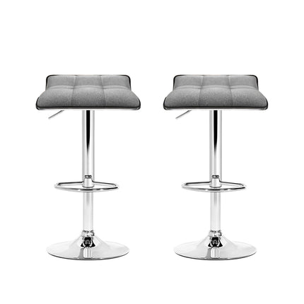 Artiss Set of 2 Fabric Bar Stools Swivel Bar Stools- Grey Chrome