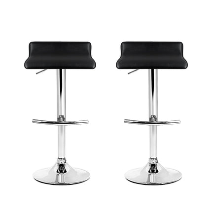 Artiss Set of 2 PU Leather Wave Style Bar Stools - Black