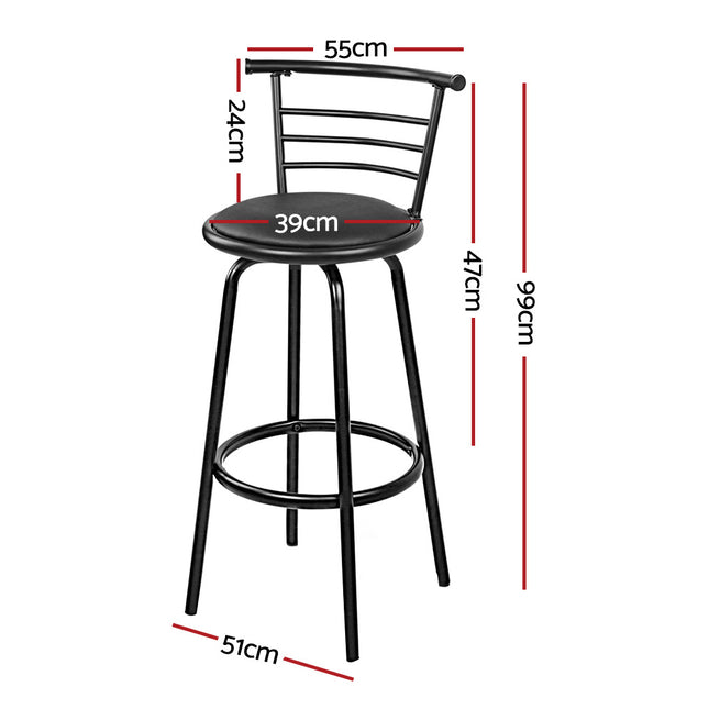 Artiss Set of 4 PU Leather Bar Stools - Black and Steel
