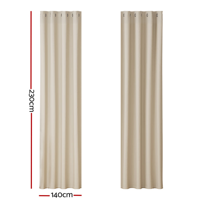 Artiss 2X Blockout Curtains Blackout Window Curtain Eyelet 140x230cm Beige