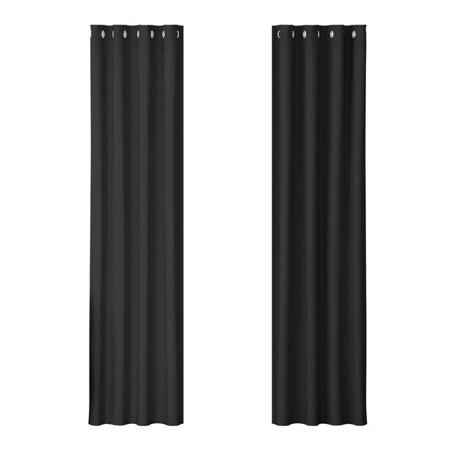 Artiss 2X Blockout Curtains Blackout Window Curtain Eyelet 140x230cm Black