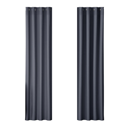 Artiss 2X Blockout Curtains Blackout Window Curtain Eyelet 140x230cm Charcoal