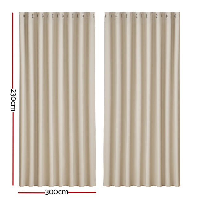 Artiss 2X Blockout Curtains Blackout Window Curtain Eyelet 240x230cm Beige