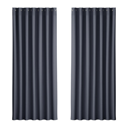 Artiss 2X Blockout Curtains Blackout Window Curtain Eyelet 240x230cm Charcoal