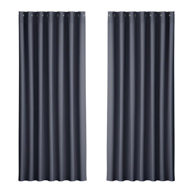 Artiss 2X Blockout Curtains Blackout Window Curtain Eyelet 240x230cm Charcoal