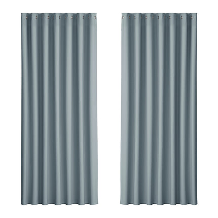 Artiss 2X Blockout Curtains Blackout Window Curtain Eyelet 240x230cm Grey