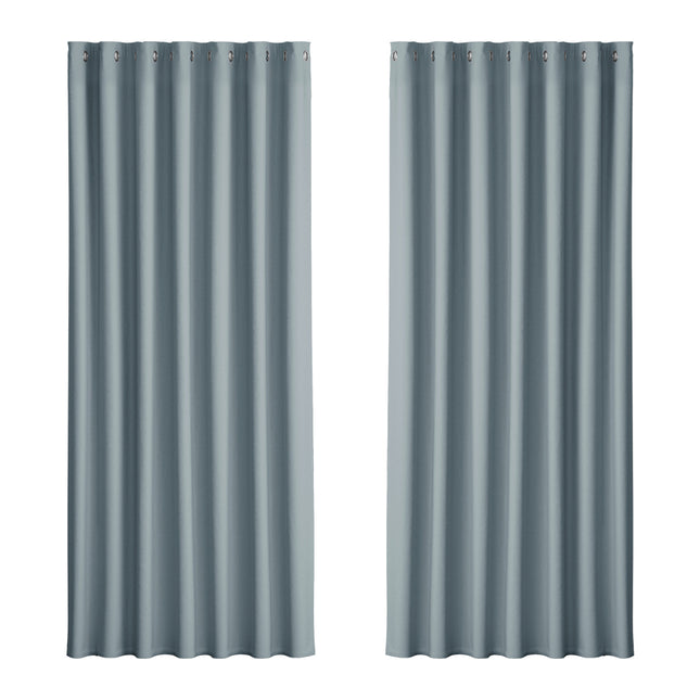 Artiss 2X Blockout Curtains Blackout Window Curtain Eyelet 240x230cm Grey
