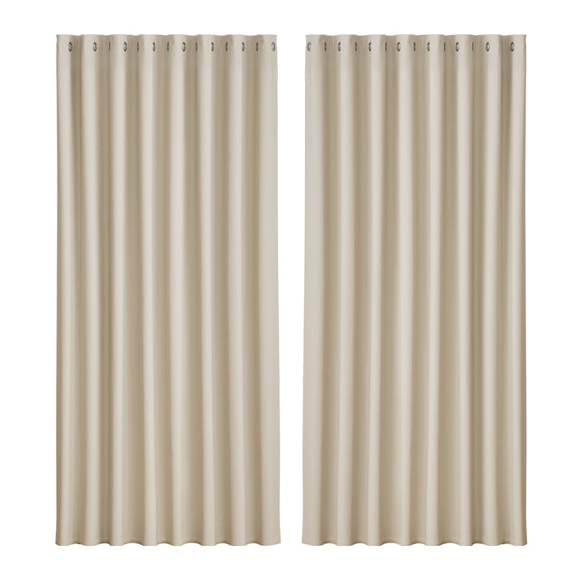 Artiss 2X Blockout Curtains Blackout Window Curtain Eyelet 300x230cm Beige
