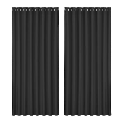 Artiss 2X Blockout Curtains Blackout Window Curtain Eyelet 300x230cm Black