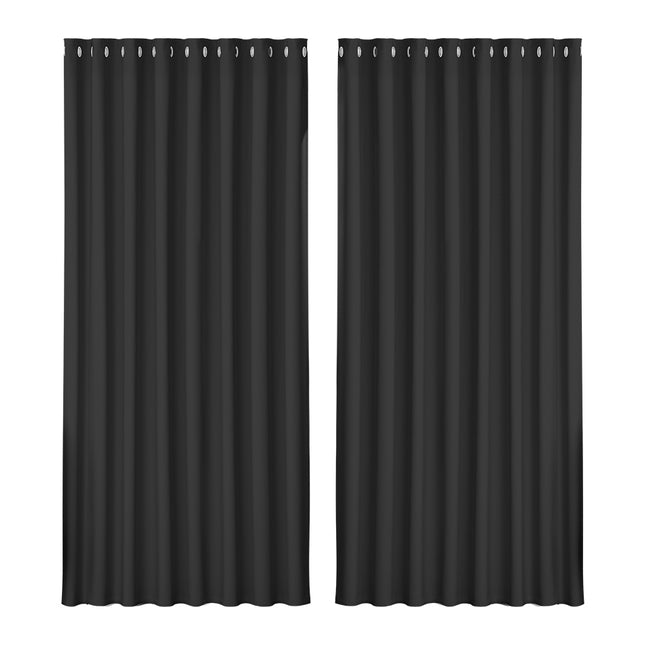 Artiss 2X Blockout Curtains Blackout Window Curtain Eyelet 300x230cm Black