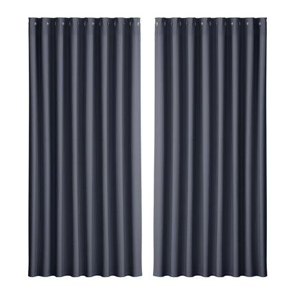 Artiss 2X Blockout Curtains Blackout Window Curtain Eyelet 300x230cm Charcoal