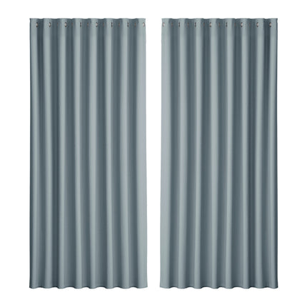 Artiss 2X Blockout Curtains Blackout Window Curtain Eyelet 300x230cm Grey