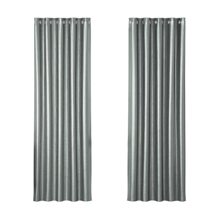 Artiss 2X Blockout Curtains Blackout Window Curtain Eyelet 180x213cm Grey