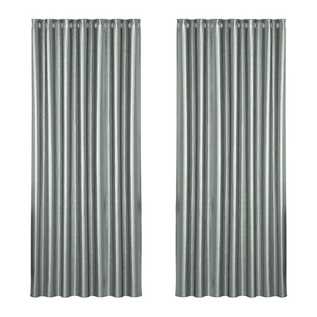 Artiss 2X Blockout Curtains Blackout Window Curtain Eyelet 240x230cm Grey