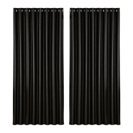 Artiss 2X Blockout Curtains Blackout Window Curtain Eyelet 300x230cm Black