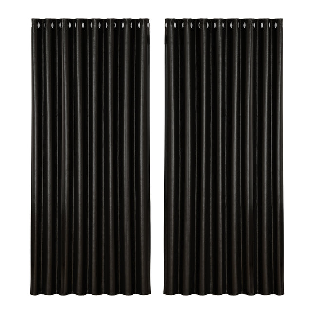 Artiss 2X Blockout Curtains Blackout Window Curtain Eyelet 300x230cm Black