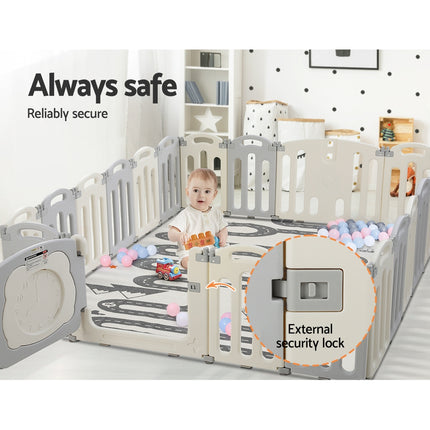 Keezi Baby Playpen 20 Panels Foldable Toddler Fence Safety Play Activity Centre