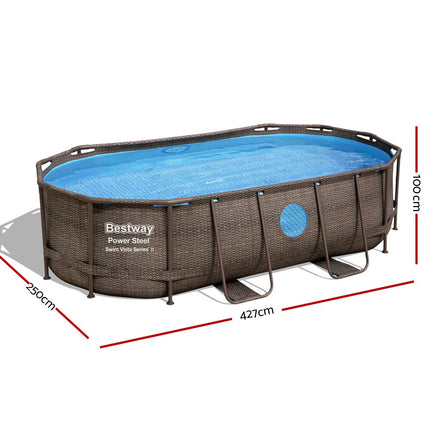 Bestway Swimming Pool Above Ground Pools Power Steel Frame Filter Pump 4.27M