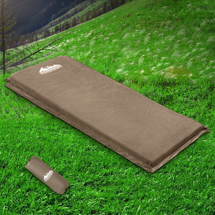 Weisshorn Single Size Self Inflating Matress Mat Joinable 10CM Thick  Coffee