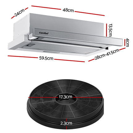 Comfee Rangehood 600mm Slide Out Stainless Steel Canopy Filter Replacement 2PCS