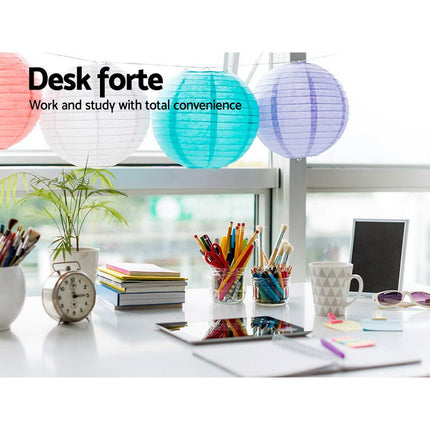 Artiss Foldable Desk with Bookshelf - White