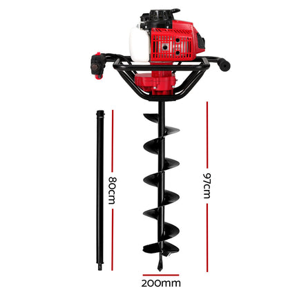 Giantz 80cc Petrol Post Hole Digger Diggers Earth Auger Fence Borer Drill Bit