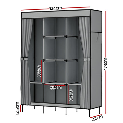 Artiss Clothes Wardrobe Closet Storage Large Portable Organiser with Shelf Grey