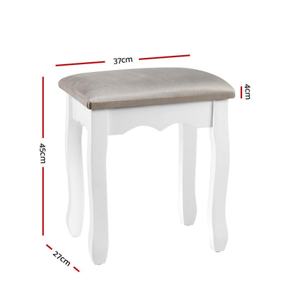 Artiss Dressing Table Stool Makeup Chair Bedroom Vanity Velvet Fabric Grey