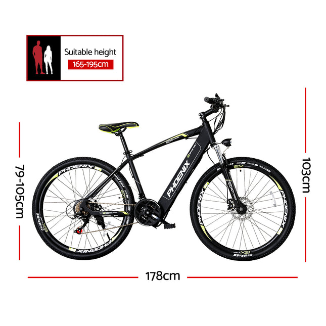 Phoenix 27.5" Electric Bike Motorized Mountain Bicycle MTB City eBike Battery