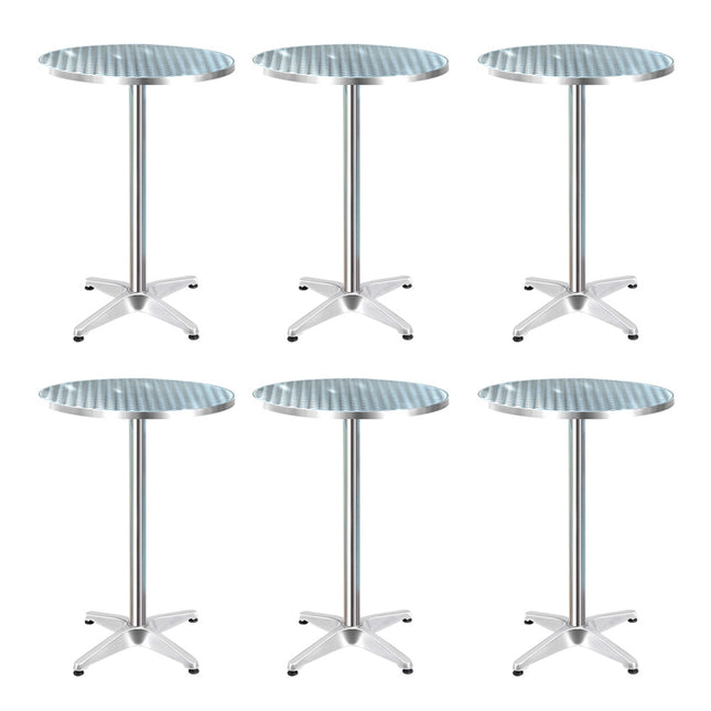 Gardeon 6pcs Outdoor Bar Table Furniture Adjustable Aluminium Cafe Table Round
