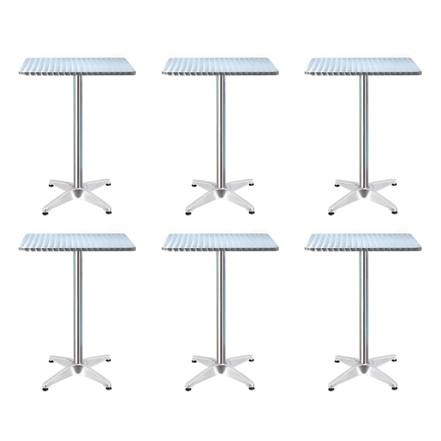 Gardeon 6pcs Outdoor Bar Table Furniture Adjustable Aluminium Square Cafe Table