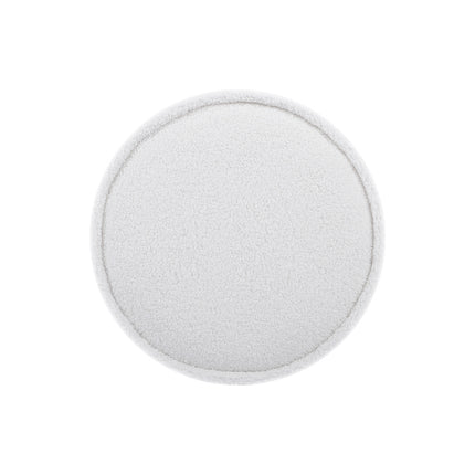 Artiss Ottoman Round Foot Stool Teddy Fabric Foot Rest Padded Seat White