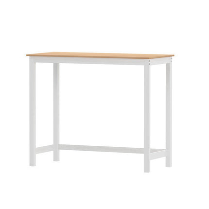 Artiss Bar Table Ari Dining Desk High Solid Wood Kitchen Shelf Wooden White Cafe