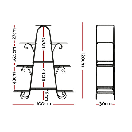 Artiss Plant Stand Outdoor Indoor Metal Flower Pots Rack Corner Shelf Black