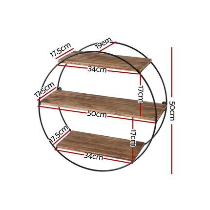 Artiss Floating Wall Shelves Brackets Round 3 Tiers Display DIY Wall Mount Rack